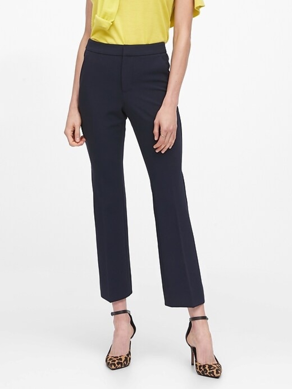 Banana Republic Pants High Rise  Crop Flare Leg Trousers Navy Blue Size 0 NWT